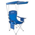 Leisure Sports Camp Chair with Canopy, 300-pound Capacity Sunshade Quad Seat with Cup Holder, Carry Bag (Blue) 629657DUS